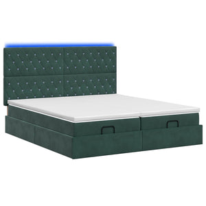 Κρεβάτι Ottoman με Στρώμα και LED Σκούρο Πράσινο 180 x 200 cm - Pakobazaar