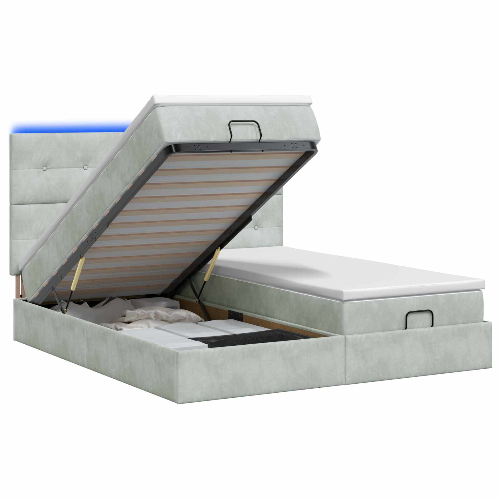 Κρεβάτι Ottoman με Στρώμα και LED Ανοιχτό γκρι 160 x 200 cm - Pakobazaar