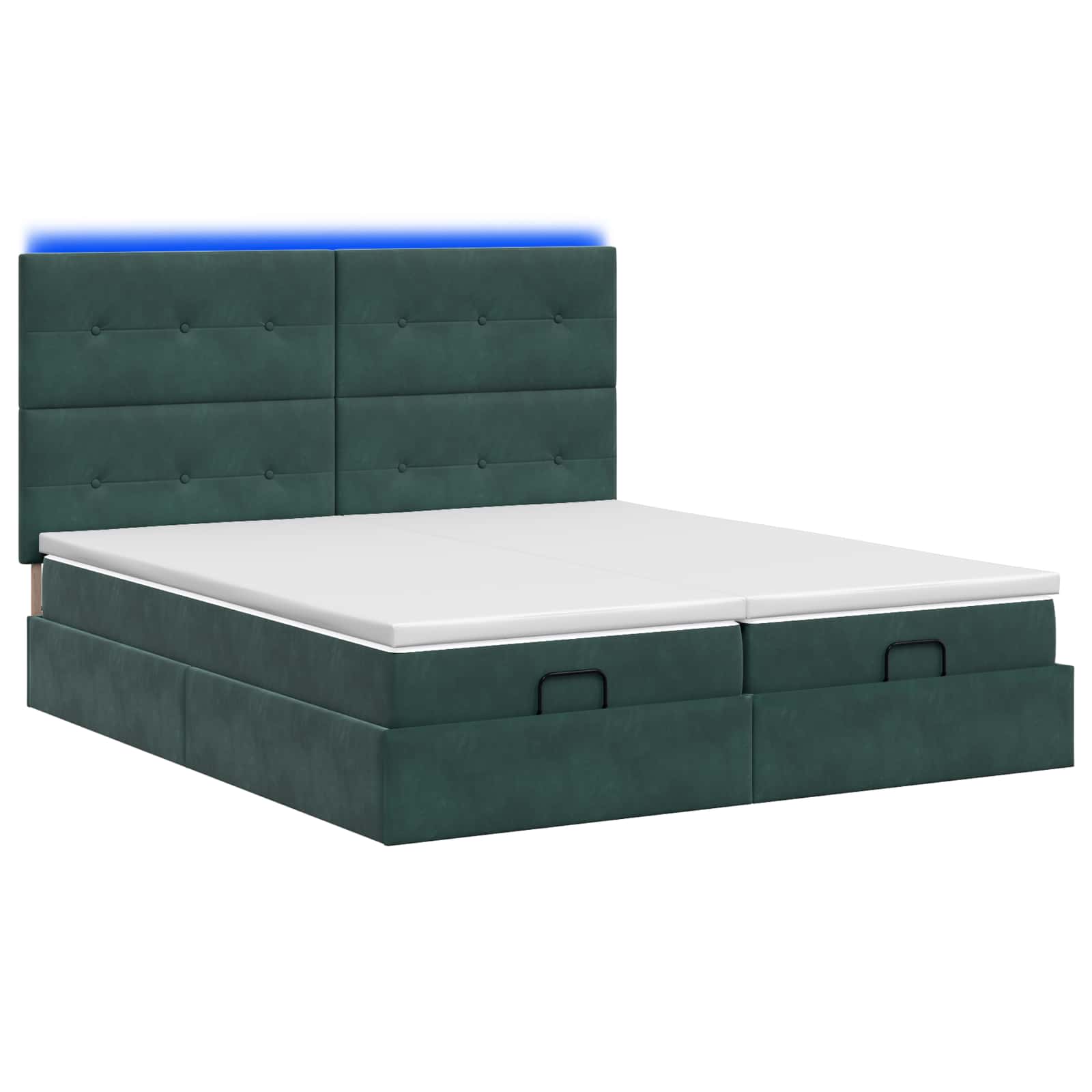 Κρεβάτι Ottoman με Στρώμα και LED Σκούρο Πράσινο 180 x 200 cm