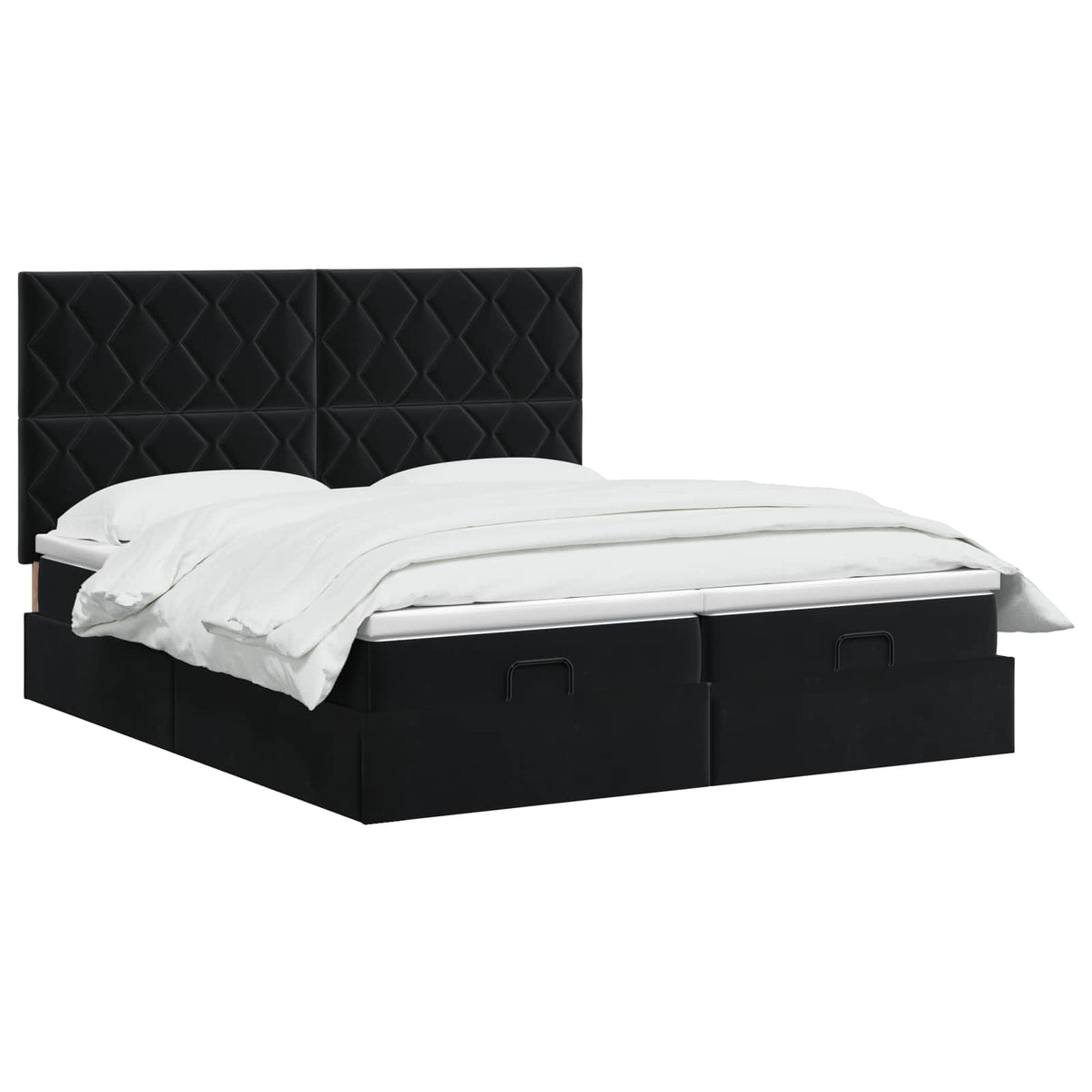 Κρεβάτι Ottoman με Στρώμα και LED Μαύρο 160 x 200 cm Βελούδο - Pakobazaar