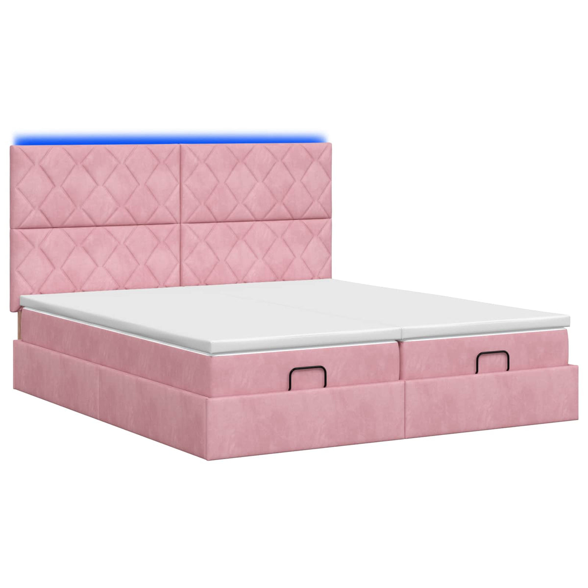 Κρεβάτι Ottoman με Στρώμα και LED Ροζ 160 x 200 cm Βελούδο - Pakobazaar