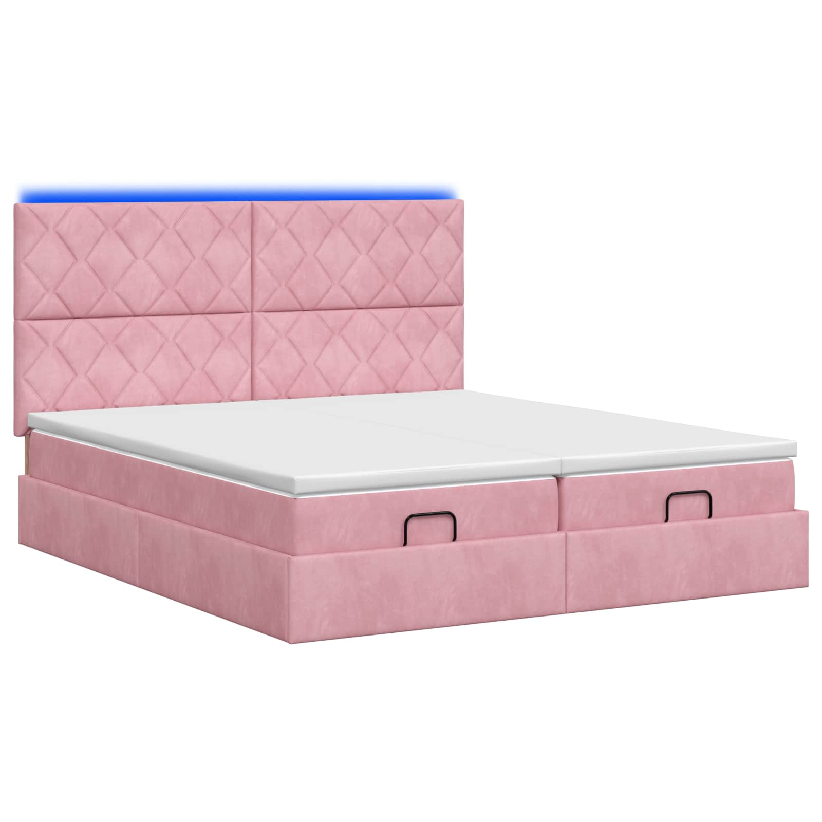 Κρεβάτι Ottoman με Στρώμα και LED Ροζ 200 x 200 cm Βελούδο - Pakobazaar