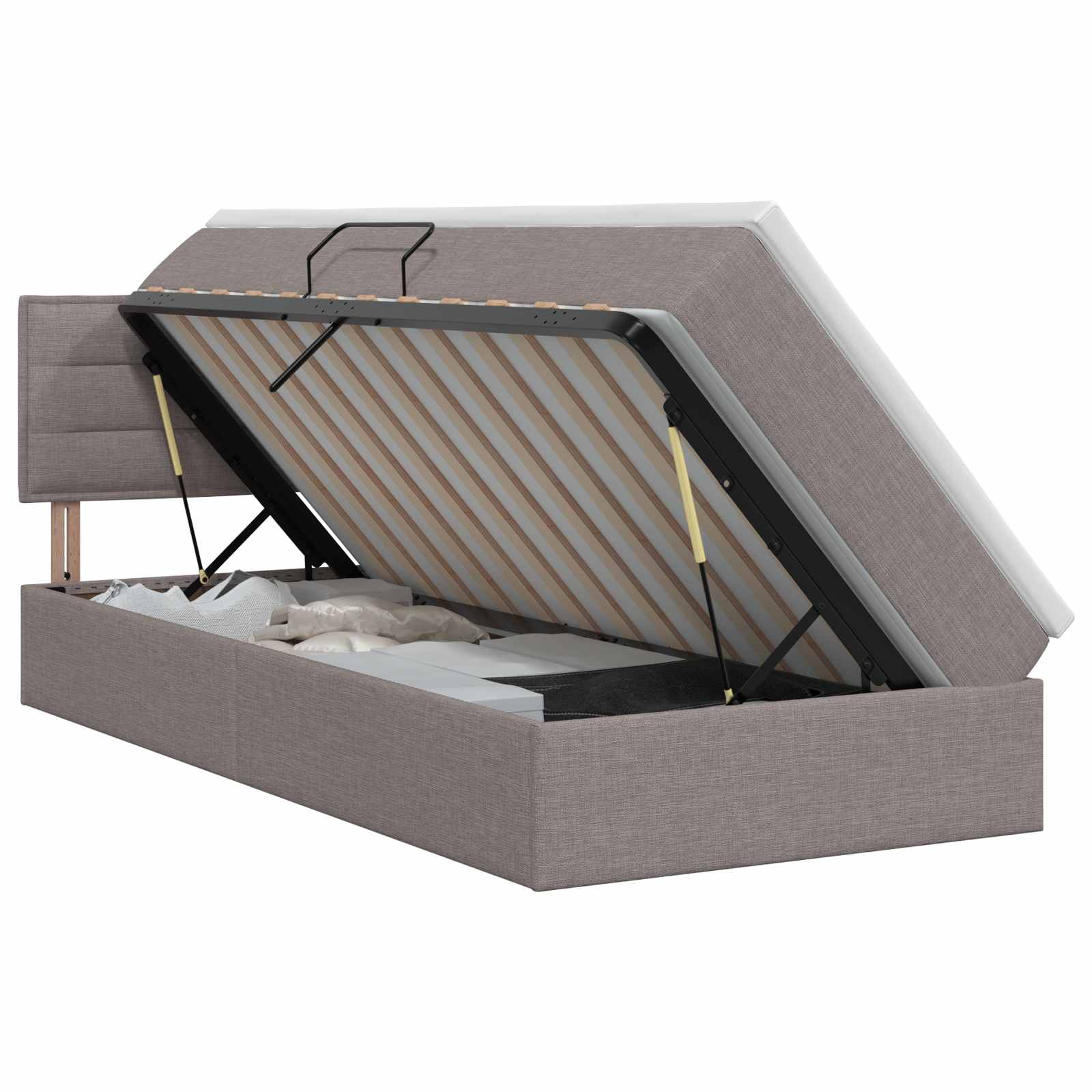 Κρεβάτι με αποθηκευτικό χώρο και στρώμα Taupe 90 x 200 cm - Pakobazaar