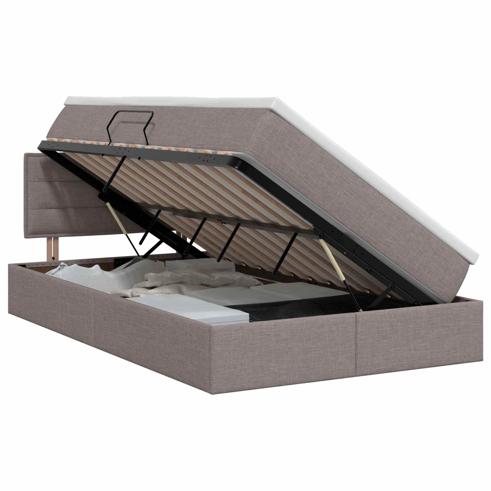 Κρεβάτι με αποθηκευτικό χώρο και στρώμα Taupe 120 x 200 cm - Pakobazaar