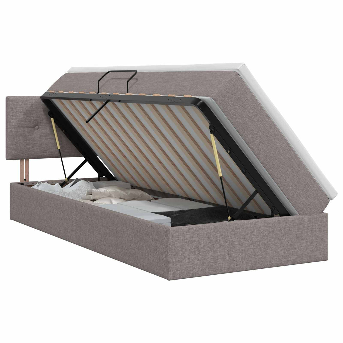 Κρεβάτι με αποθηκευτικό χώρο και στρώμα Taupe 90 x 190 cm - Pakobazaar