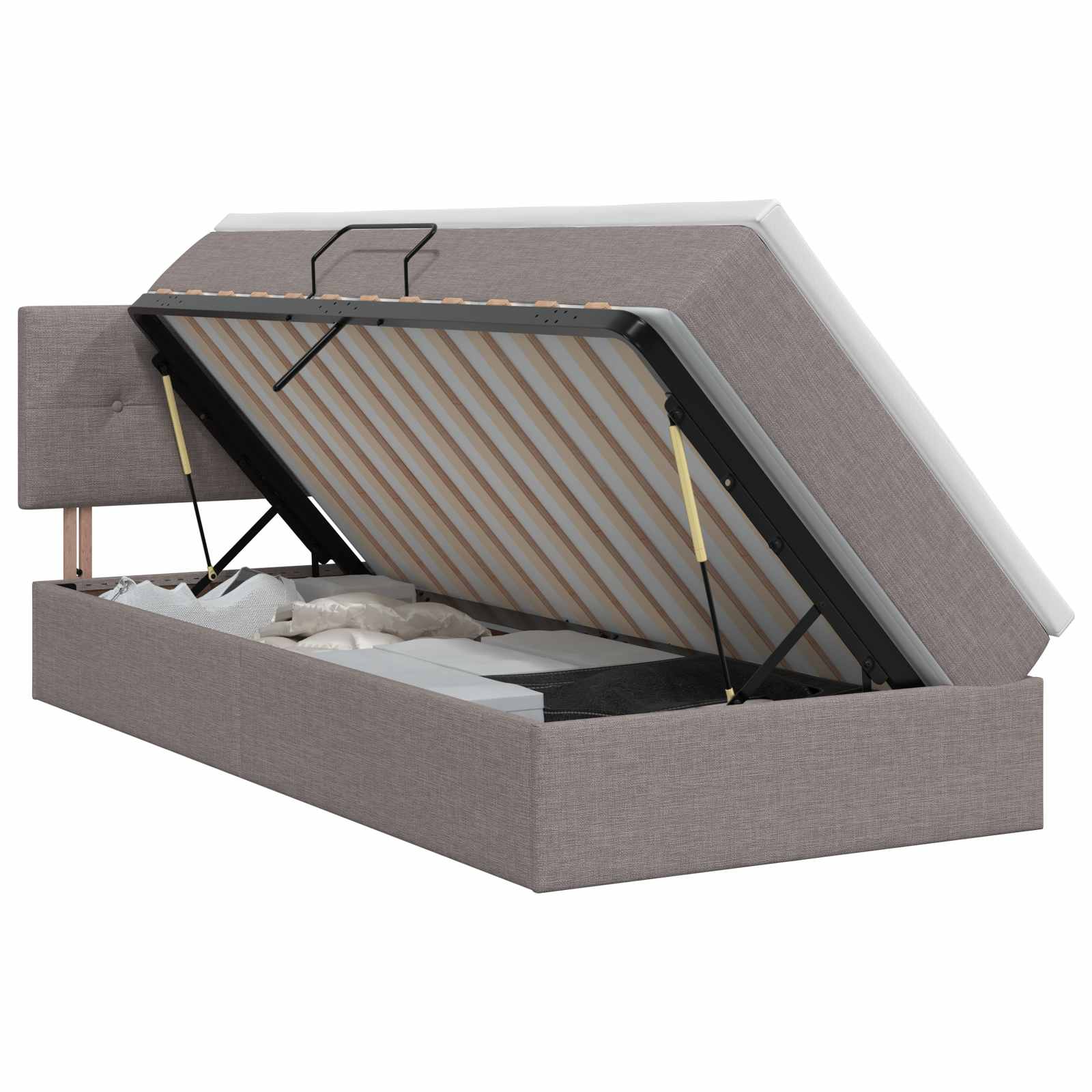Κρεβάτι με αποθηκευτικό χώρο και στρώμα Taupe 90 x 200 cm
