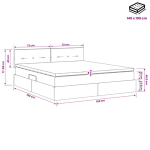Κρεβάτι με αποθηκευτικό χώρο και στρώμα Taupe 140 x 190 cm