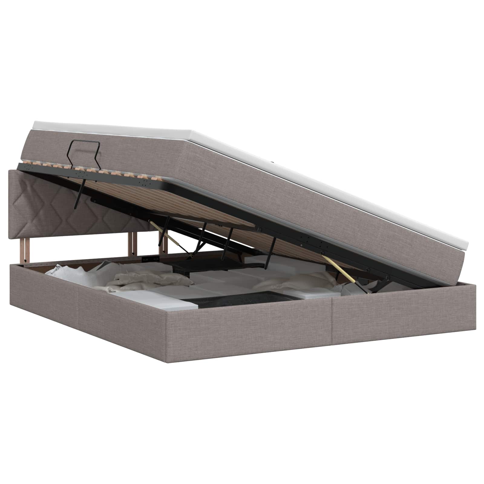 Κρεβάτι με αποθηκευτικό χώρο και στρώμα Taupe 160 x 200 cm - Pakobazaar