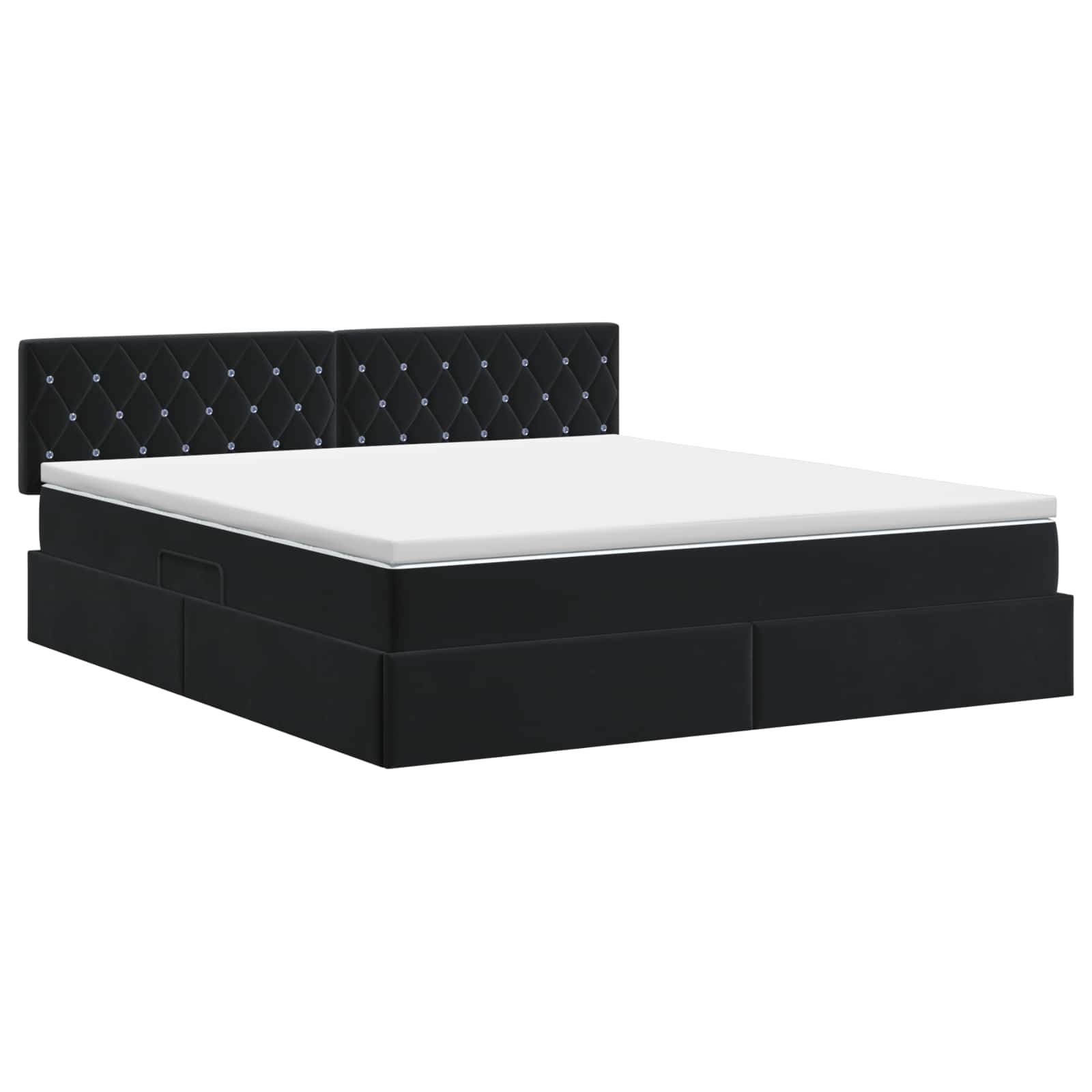 Κρεβάτι Αποθήκης με κεφαλάρι Μαύρο 140 x 190 cm Βελούδο - Pakobazaar