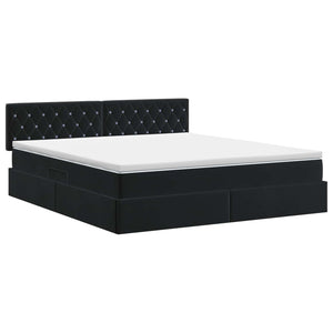 Κρεβάτι Αποθήκης με κεφαλάρι Μαύρο 140 x 200 cm Βελούδο - Pakobazaar