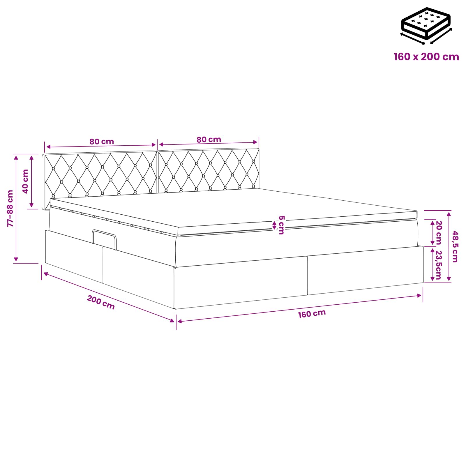 Κρεβάτι Αποθήκης Σκούρο Πράσινο 160 x 200 cm Βελούδο