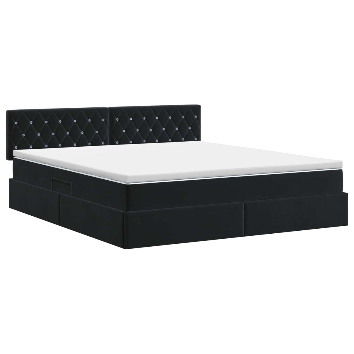 Κρεβάτι Αποθήκης με κεφαλάρι Μαύρο 180 x 200 cm Βελούδο - Pakobazaar
