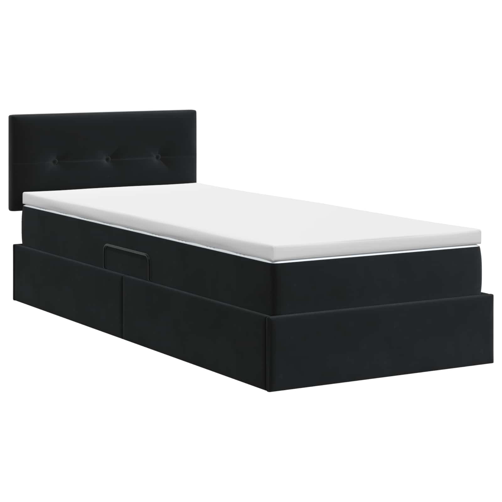 Κρεβάτι Αποθήκης με κεφαλάρι Μαύρο 90 x 190 cm Βελούδο