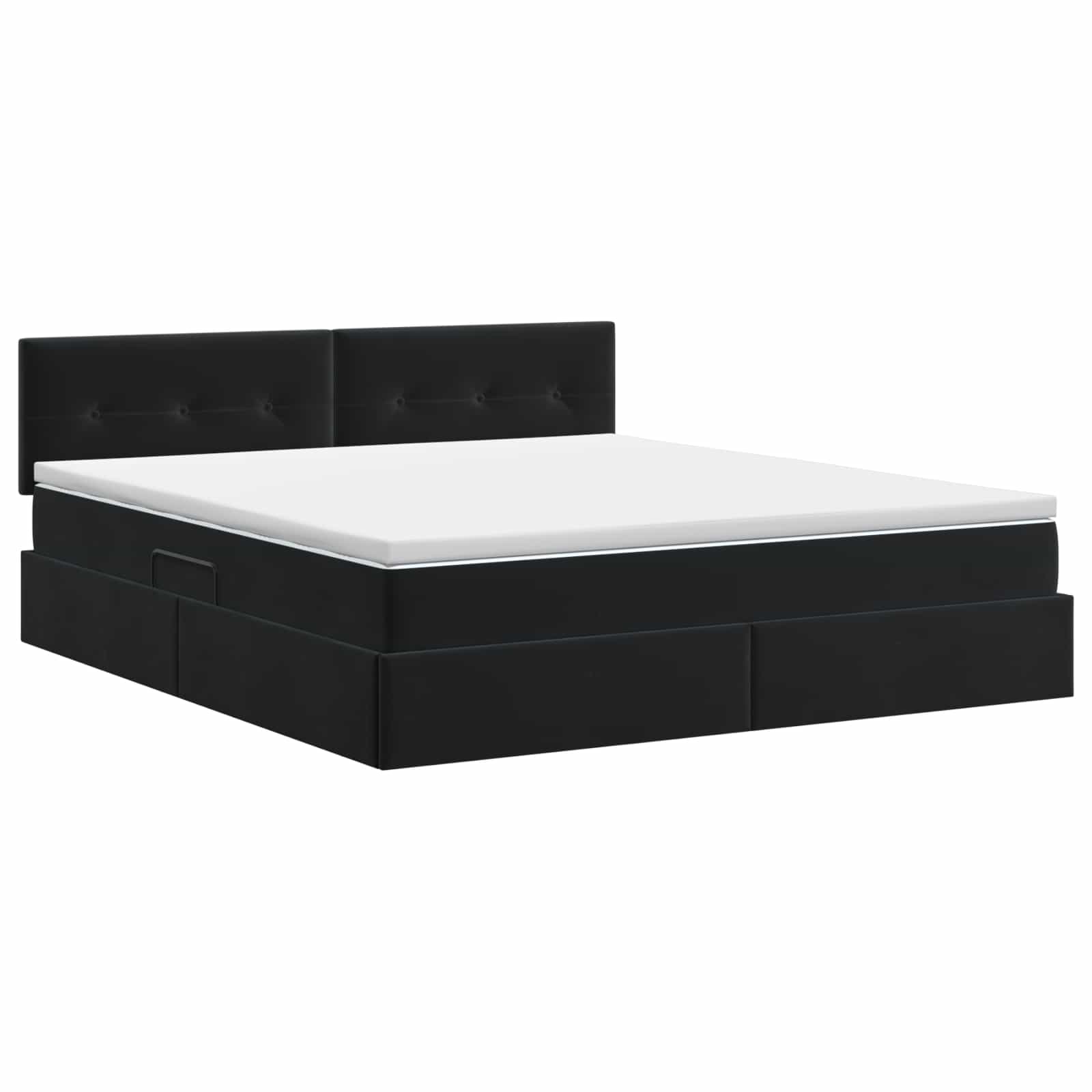 Κρεβάτι Αποθήκης με κεφαλάρι Μαύρο 140 x 190 cm Βελούδο - Pakobazaar