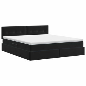 Κρεβάτι Αποθήκης με κεφαλάρι Μαύρο 160 x 200 cm Βελούδο - Pakobazaar