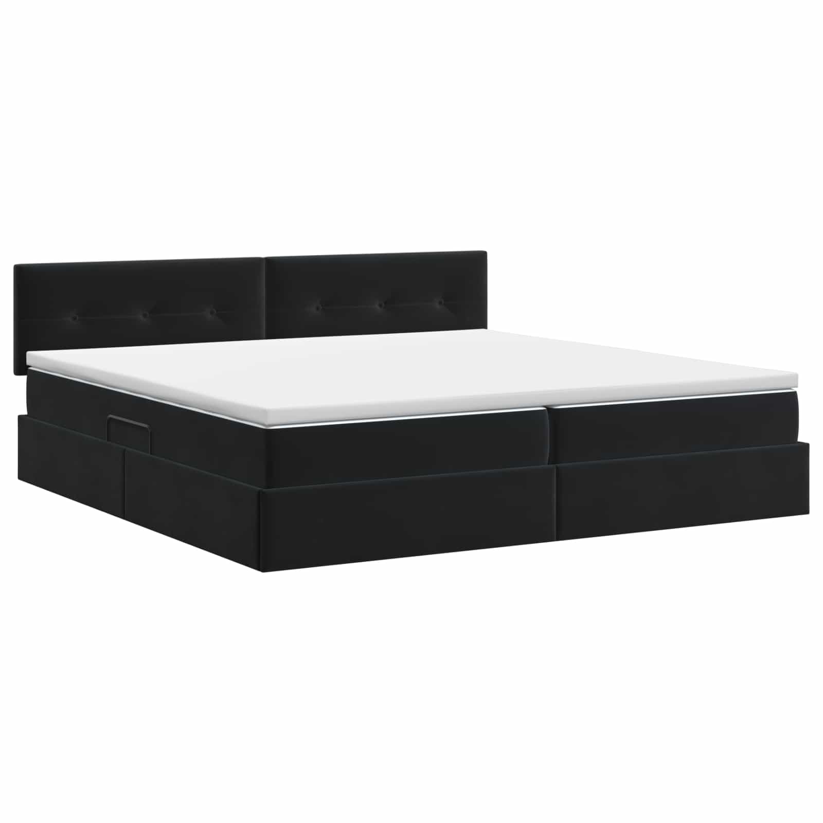 Κρεβάτι Αποθήκης με κεφαλάρι Μαύρο 200 x 200 cm Βελούδο - Pakobazaar