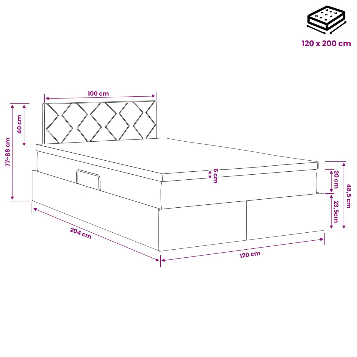 Κρεβάτι Αποθήκης Σκούρο Πράσινο 120 x 200 cm Βελούδο - Pakobazaar