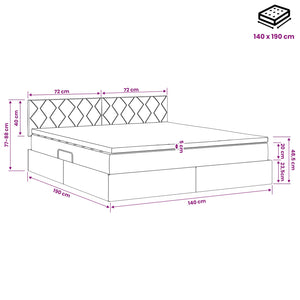 Κρεβάτι Αποθήκης με κεφαλάρι Ροζ 140 x 190 cm Βελούδο