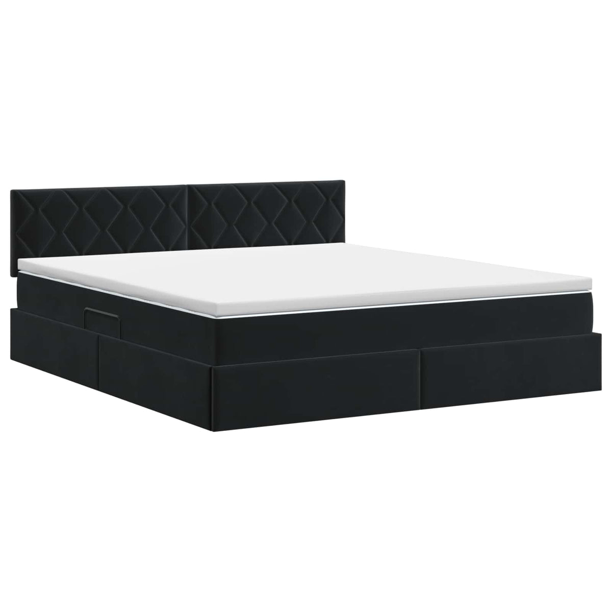 Κρεβάτι Αποθήκης με κεφαλάρι Μαύρο 160 x 200 cm Βελούδο - Pakobazaar
