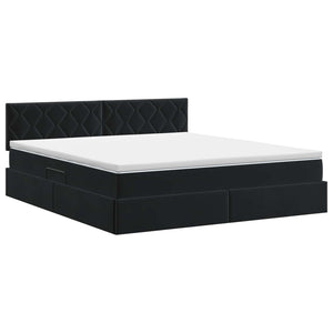 Κρεβάτι Αποθήκης με κεφαλάρι Μαύρο 160 x 200 cm Βελούδο - Pakobazaar