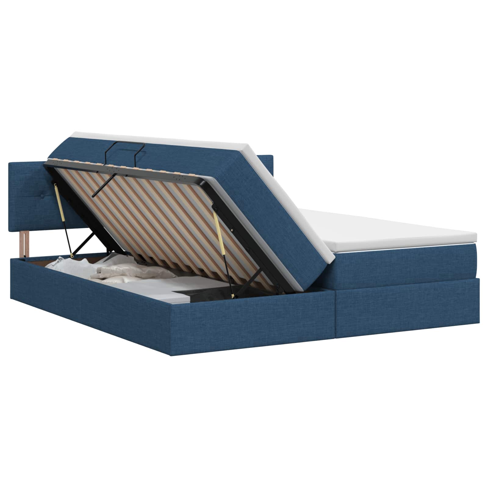 Κρεβάτι Αποθήκης με κεφαλάρι 2 τμχ. Μπλε Τεχνητό Δέρμα