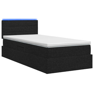 LED Κρεβάτι αποθήκευσης με στρώμα Μαύρο 90 x 190 cm Ύφασμα - Pakobazaar