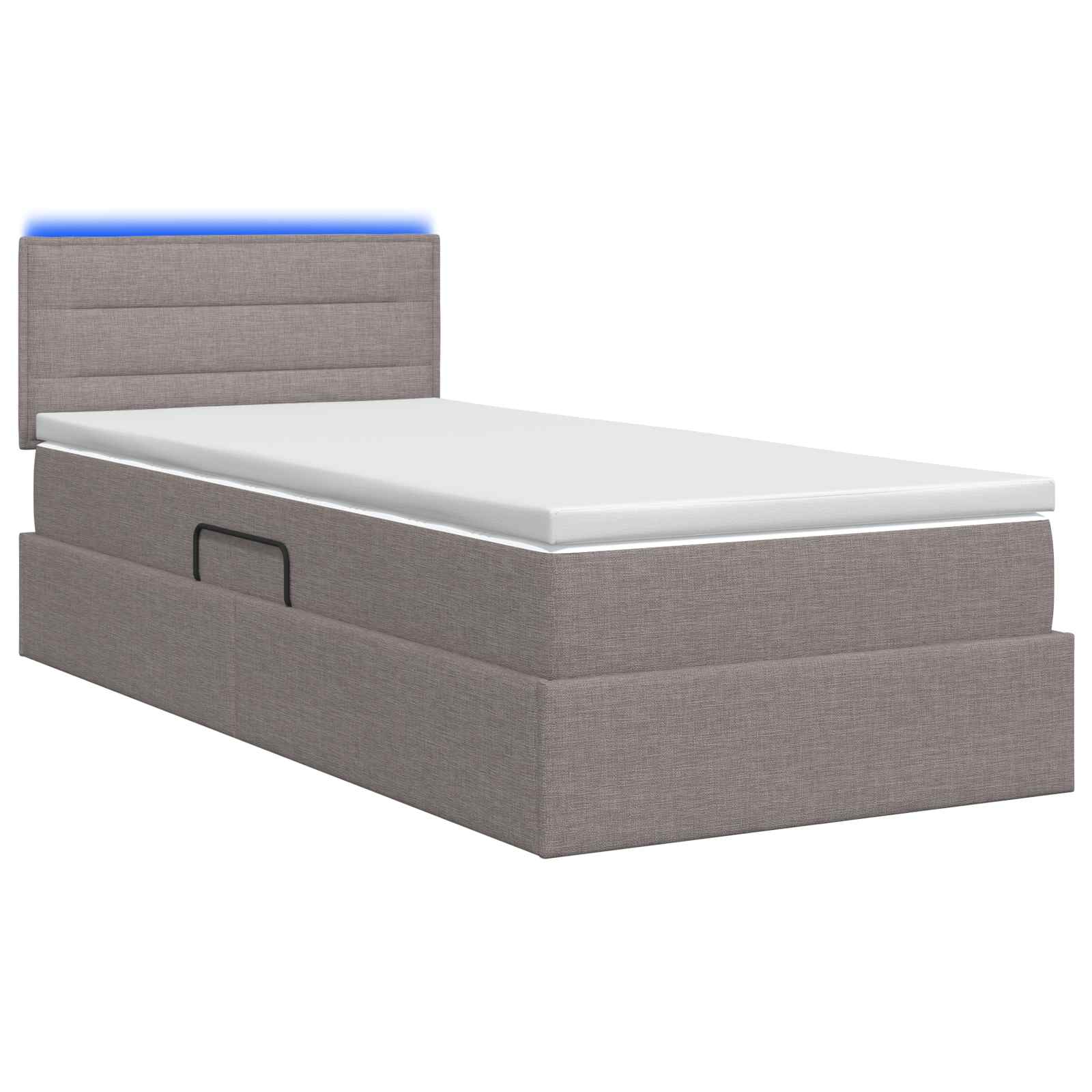LED Κρεβάτι αποθήκευσης με στρώμα Taupe 90 x 200 cm Ύφασμα - Pakobazaar