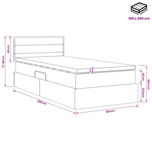 LED Κρεβάτι αποθήκευσης με στρώμα Μαύρο 100 x 200 cm Ύφασμα - Pakobazaar