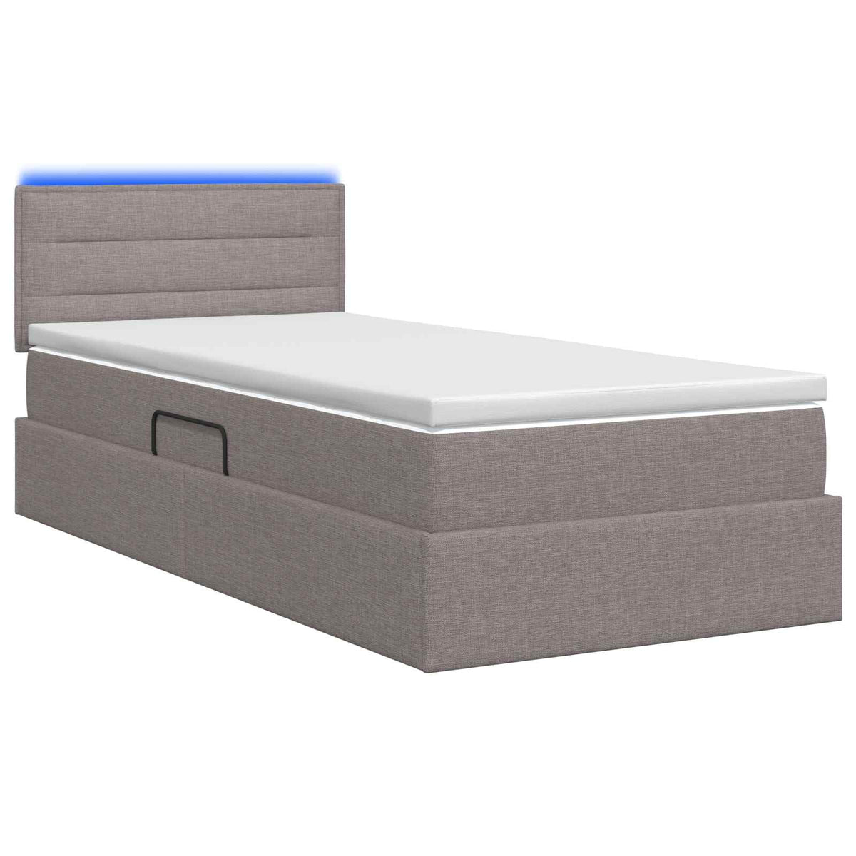 LED Κρεβάτι αποθήκευσης με στρώμα Taupe 100 x 200 cm Ύφασμα