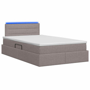 LED Κρεβάτι αποθήκευσης με στρώμα Taupe 120 x 200 cm Ύφασμα - Pakobazaar