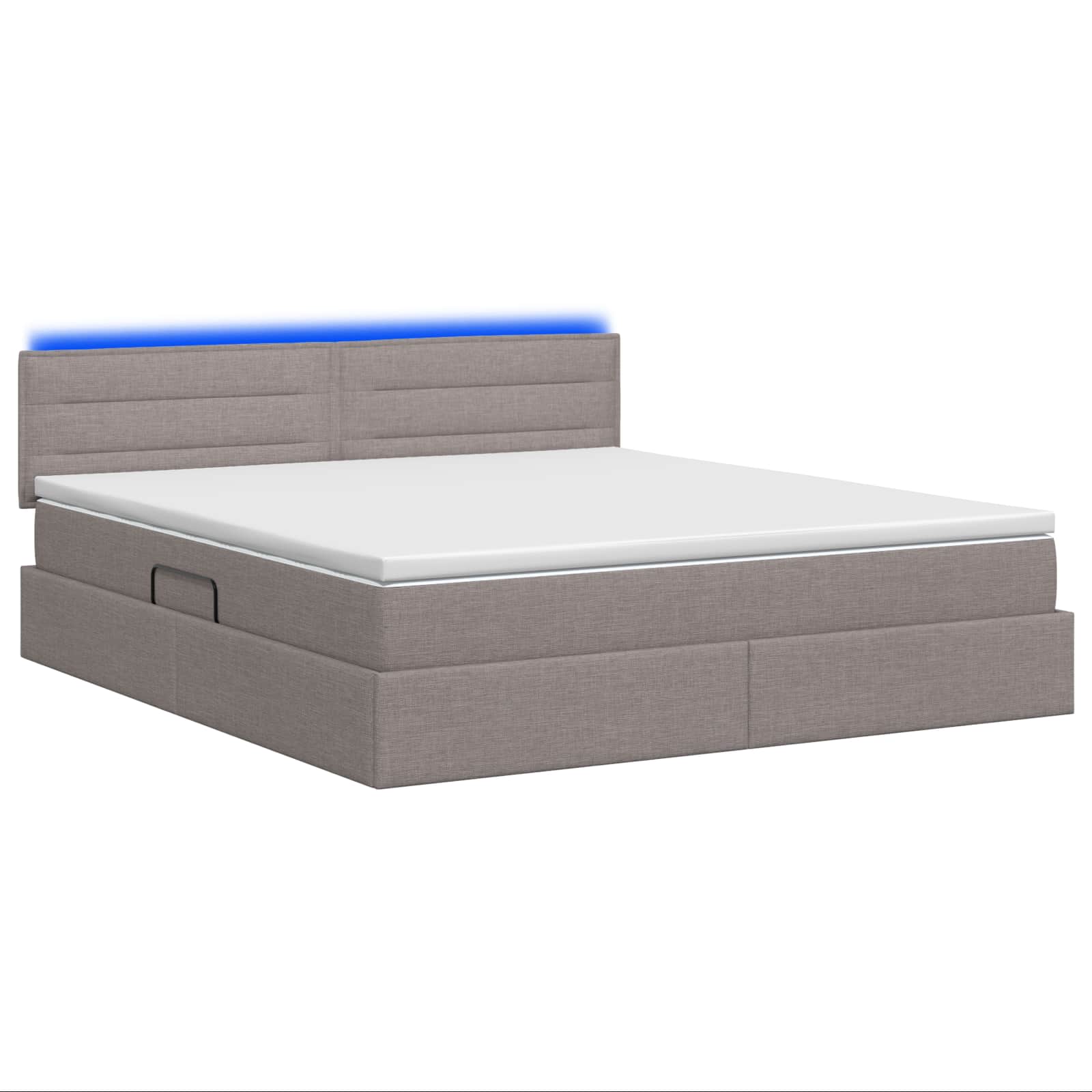 LED Κρεβάτι αποθήκευσης με στρώμα Taupe 140 x 190 cm Ύφασμα - Pakobazaar