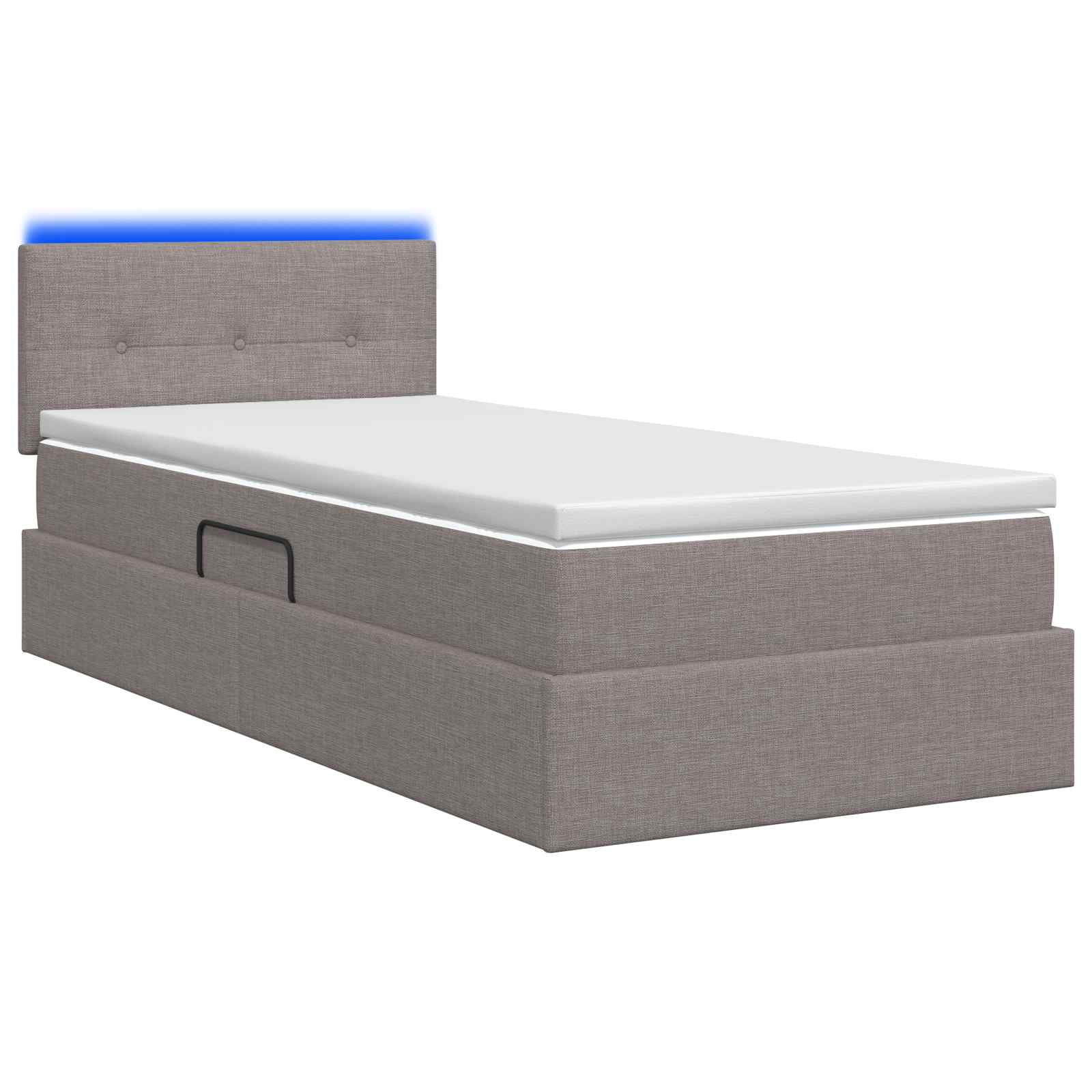 LED Κρεβάτι αποθήκευσης με στρώμα Taupe 100 x 200 cm Ύφασμα - Pakobazaar