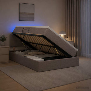 LED Κρεβάτι αποθήκευσης με στρώμα Taupe 120 x 190 cm Ύφασμα