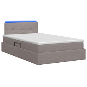 LED Κρεβάτι αποθήκευσης με στρώμα Taupe 120 x 190 cm Ύφασμα