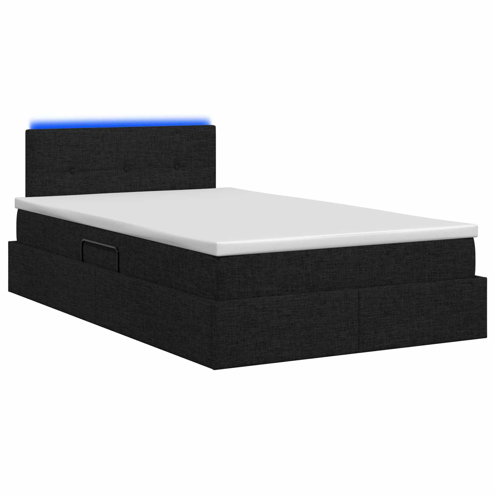 LED Κρεβάτι αποθήκευσης με στρώμα Μαύρο 120 x 200 cm Ύφασμα