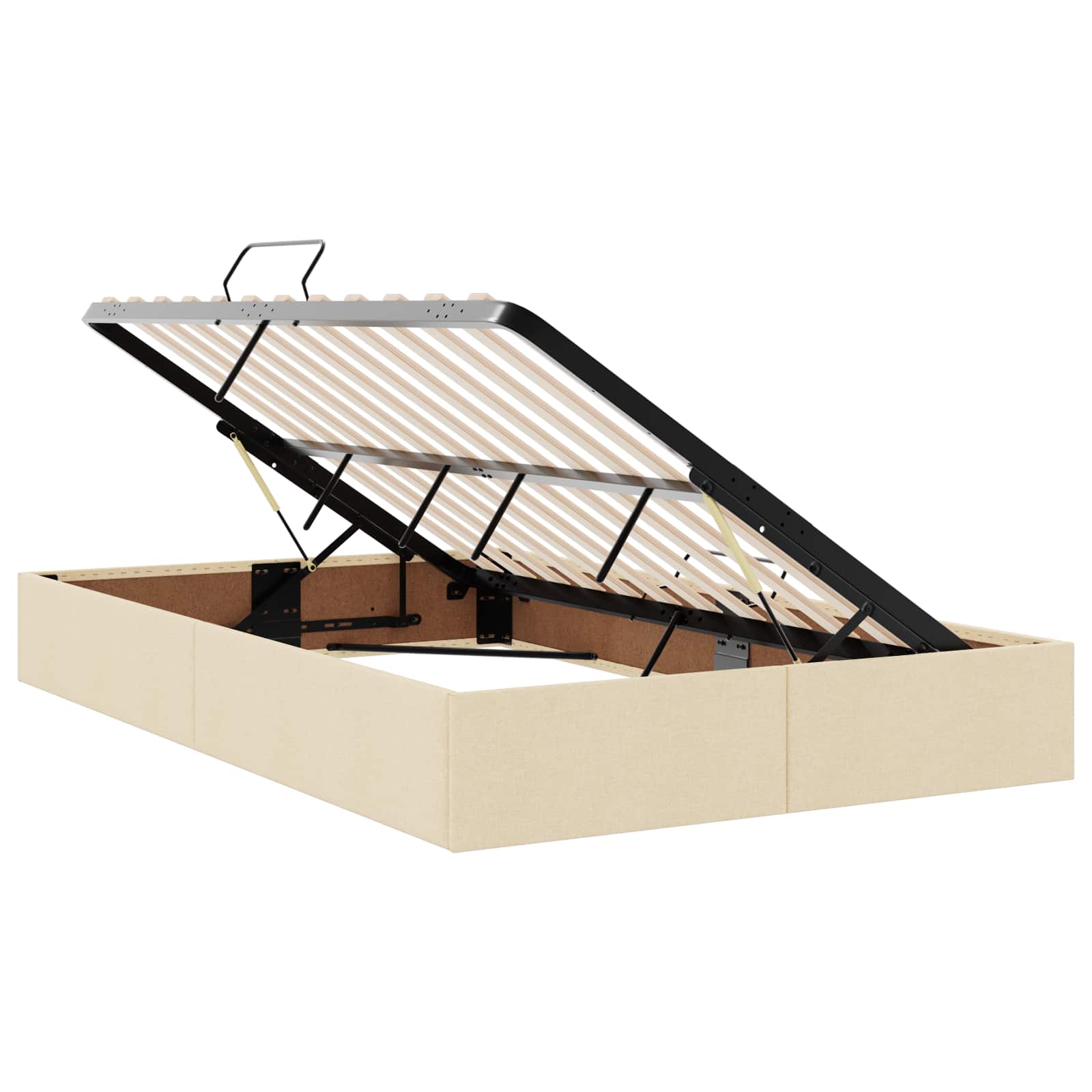 LED Κρεβάτι αποθήκευσης με στρώμα Κρεμ 120 x 200 cm Ύφασμα - Pakobazaar