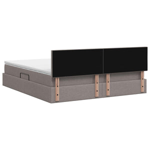 LED Κρεβάτι αποθήκευσης με στρώμα Taupe 140 x 190 cm Ύφασμα - Pakobazaar