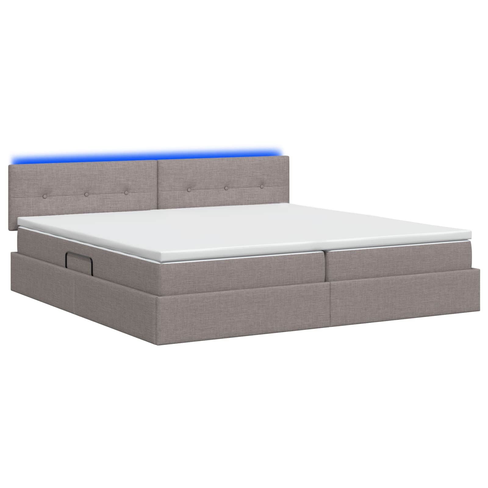 LED Κρεβάτι αποθήκευσης με στρώμα Taupe 200 x 200 cm Ύφασμα