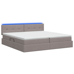 LED Κρεβάτι αποθήκευσης με στρώμα Taupe 200 x 200 cm Ύφασμα