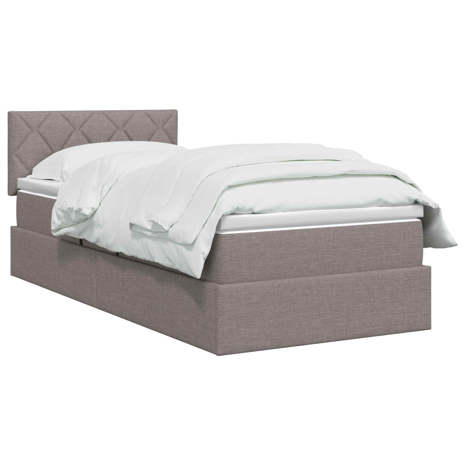 LED Κρεβάτι αποθήκευσης με στρώμα Taupe 90 x 190 cm Ύφασμα
