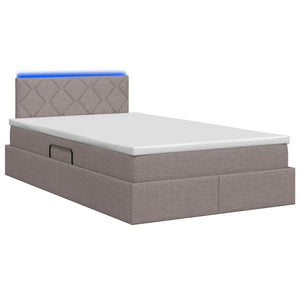 LED Κρεβάτι αποθήκευσης με στρώμα Taupe 120 x 190 cm Ύφασμα