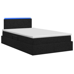LED Κρεβάτι αποθήκευσης με στρώμα Μαύρο 120 x 200 cm Ύφασμα