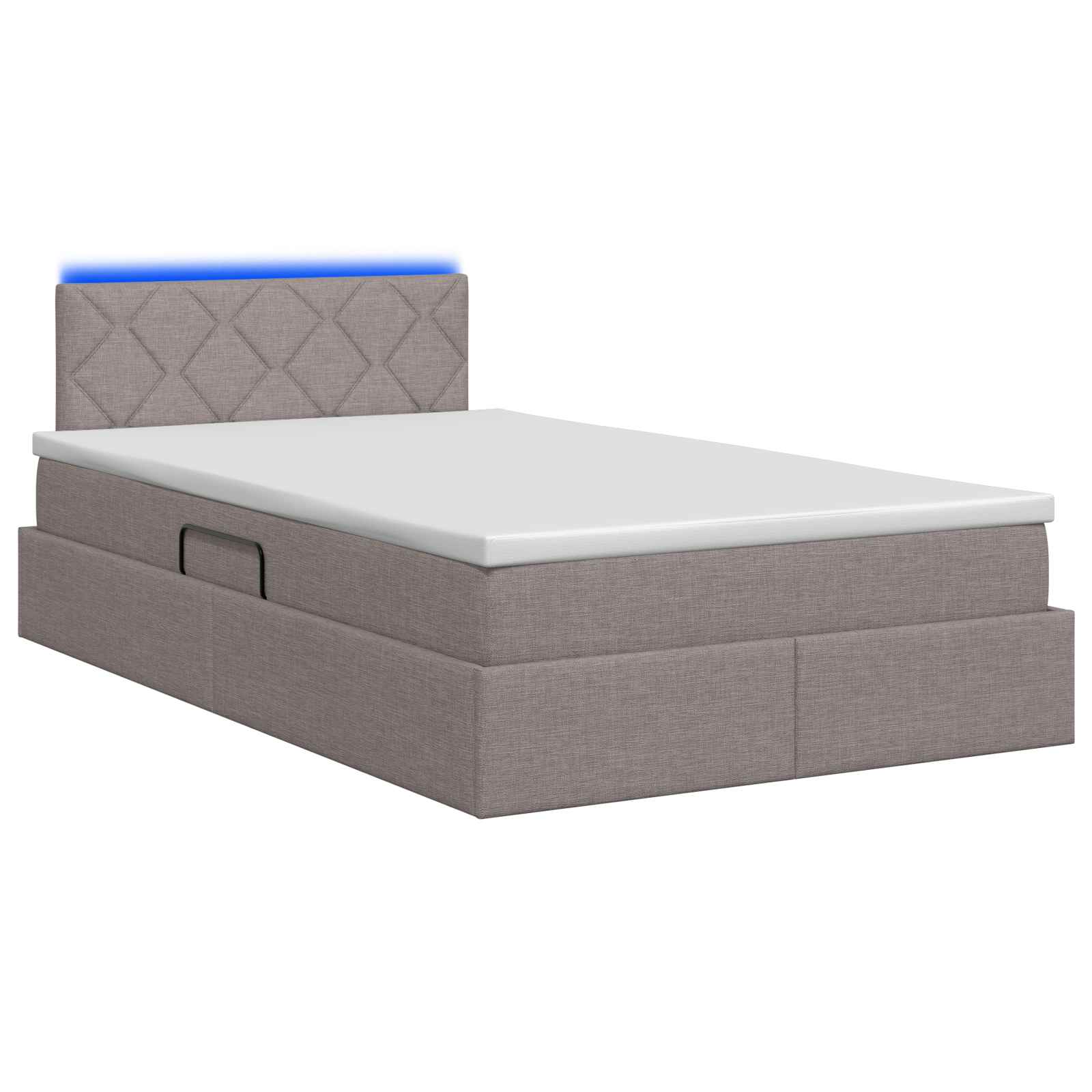 LED Κρεβάτι αποθήκευσης με στρώμα Taupe 120 x 200 cm Ύφασμα