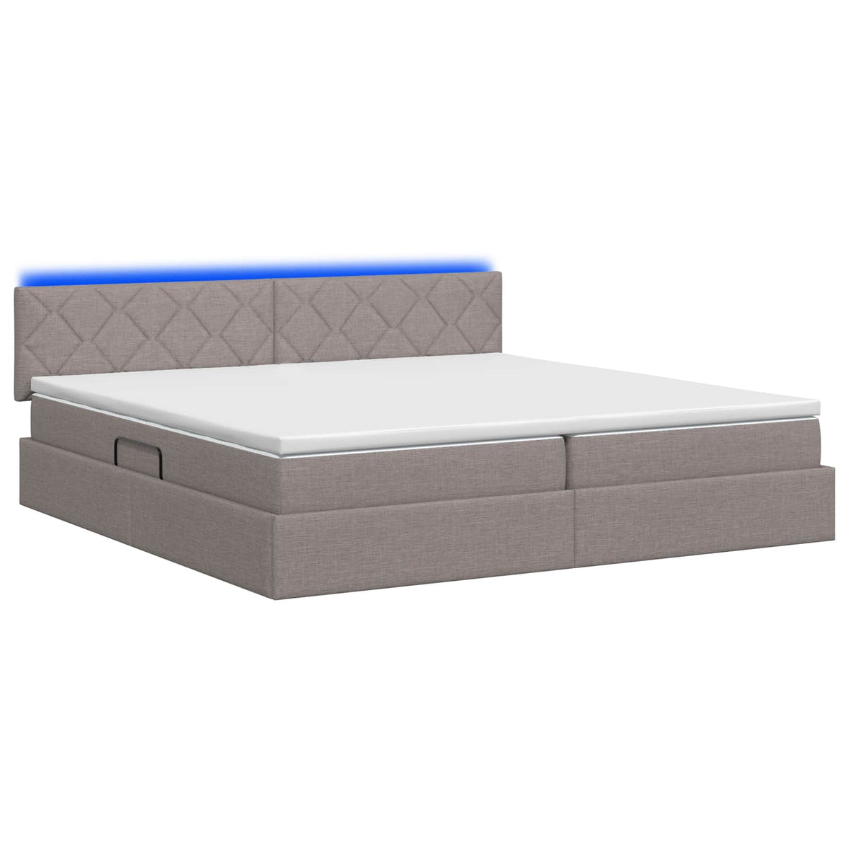 LED Κρεβάτι αποθήκευσης με στρώμα Taupe 200 x 200 cm Ύφασμα - Pakobazaar