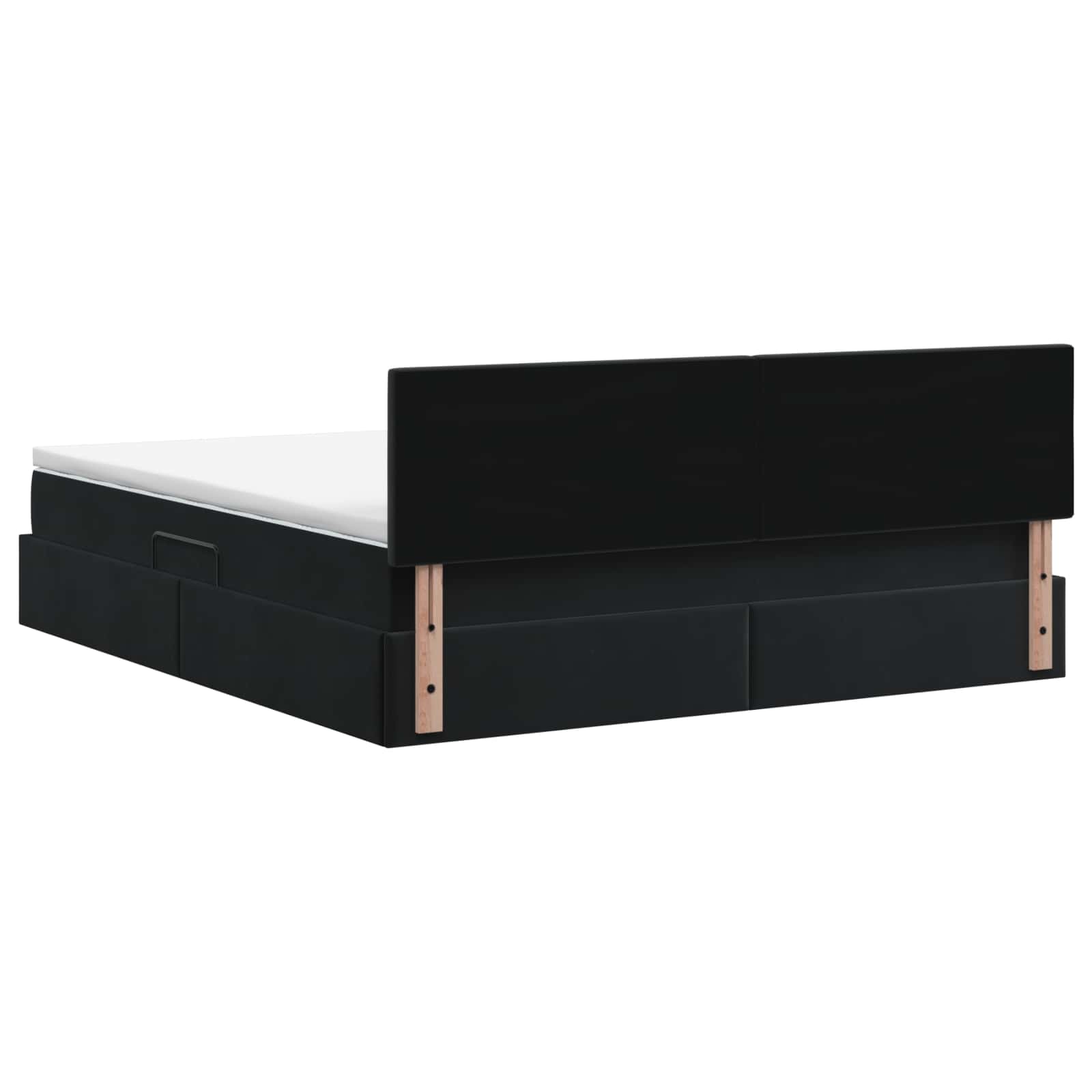 LED Κρεβάτι αποθήκευσης με στρώμα Μαύρο 140 x 200 cm Βελούδο