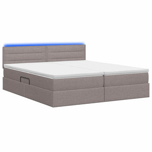 LED Κρεβάτι αποθήκευσης με στρώμα Taupe 200 x 200 cm Ύφασμα - Pakobazaar
