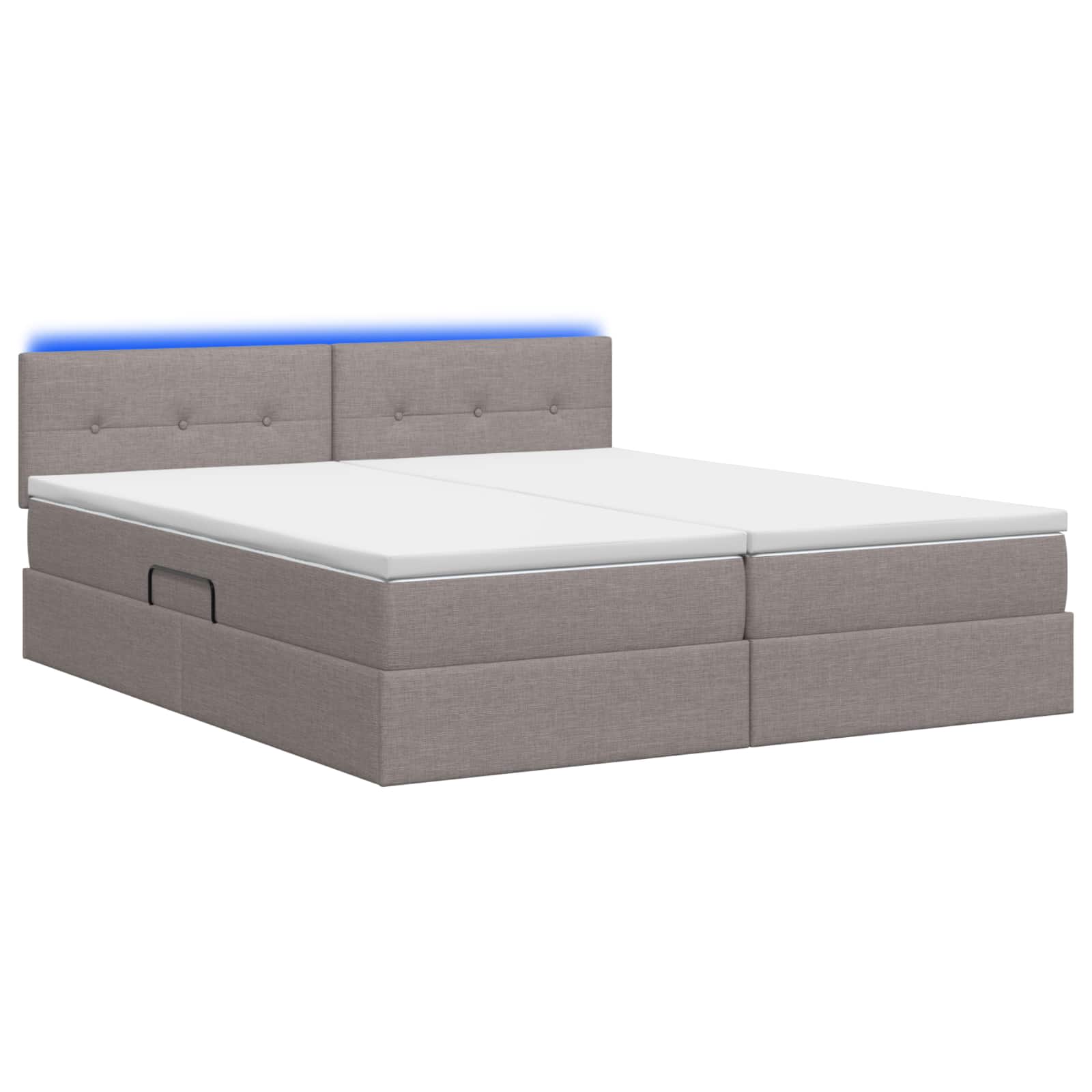 LED Κρεβάτι αποθήκευσης με στρώμα Taupe 180 x 200 cm Ύφασμα