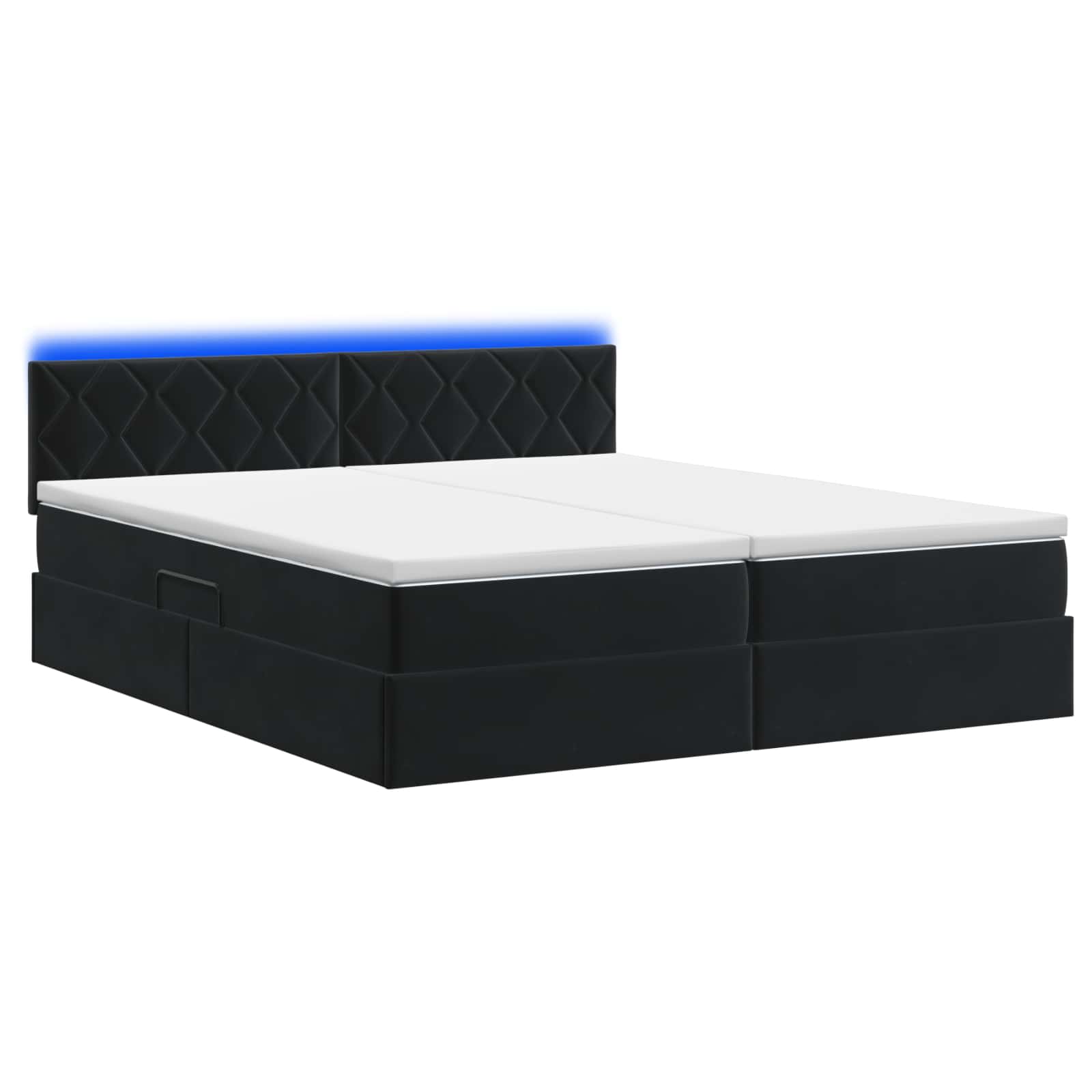 LED Κρεβάτι αποθήκευσης με στρώμα Μαύρο 180 x 200 cm Βελούδο - Pakobazaar