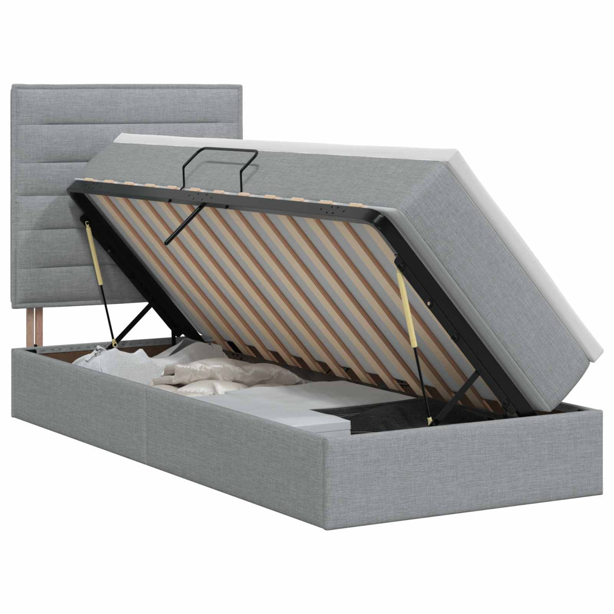 Κρεβάτι με αποθηκευτικό χώρο και στρώμα Ανοιχτό γκρι ύφασμα