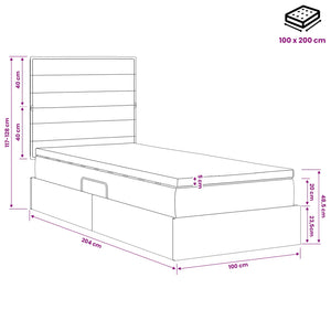Κρεβάτι με αποθηκευτικό χώρο και στρώμα Μπλε 100 x 200 cm